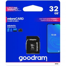 Карта памяти MicroSDHC 32GB UHS-I Class 10 GoodRam + Adapter SD (M1AA-0320R12)