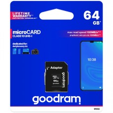Карта памяти MicroSDXC 64GB UHS-I Class 10 GoodRam + Adapter SD (M1AA-0640R12)