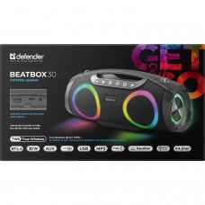 Акустична система 1.0 Defender Beatbox 30, 30Вт Bluetooth/RGB/FM/USB/TF/AUX/TWS чорна