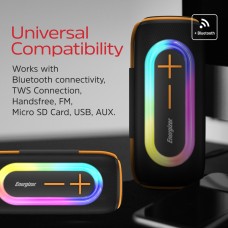 Акустична система 1.0 Energizer 20Вт Bluetooth 5.2/MicroSD/USB/AUX/FM,IPX65, 360° Sound чорна