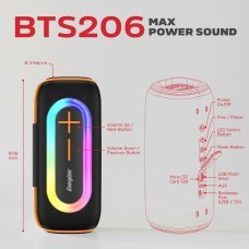 Акустична система 1.0 Energizer 20Вт Bluetooth 5.2/MicroSD/USB/AUX/FM,IPX65, 360° Sound чорна