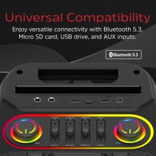 Акустична система 1.0 Energizer 50Вт Bluetooth 5.3/RMS/TF/USB/AUX/TWS/MIC, Dual 6.5” Drivers чорна