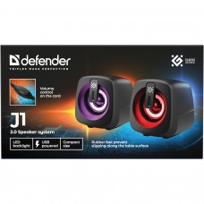 Акустична система 2.0 Defender J1, 6Вт, підсвітка, USB, чорна