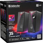 Акустична система 2.0 Defender J5, 6Вт, підсвітка, USB, чорна