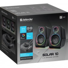 Акустична система 2.0 Defender Solar 10, 10Вт, Bluetooth, RGB підсвітка, USB, чорна