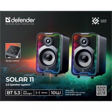 Акустична система 2.0 Defender Solar 11 10Вт, Bluetooth, RGB підсвітка, USB, чорна