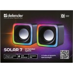 Акустична система 2.0 Defender Solar 7, 6Вт, RGB підсвітка, USB, чорна