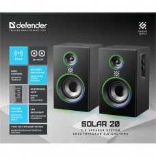Акустична система 2.0 Solar 20 20Вт  Bluetooth 5.0+3,5мм, RGB підсвітка, чорна