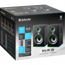 Акустична система 2.0 Solar 20 20Вт  Bluetooth 5.0+3,5мм, RGB підсвітка, чорна