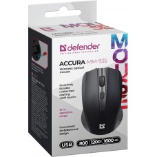 Мишка Defender Accura MM-935 бездротова 4 кн до 1600 dpi чорна (52935)