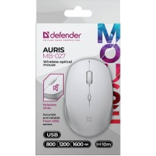 Мишка Defender Auris MB-027 бездротова 3 кн до 1600 dpi безшумна біла (52028)