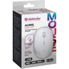 Мишка Defender Auris MB-027 бездротова 3 кн до 1600 dpi безшумна біла (52028)