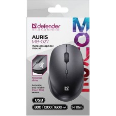 Мишка Defender Auris MB-027 бездротова 3 кн до 1600 dpi безшумна чорна (52027)