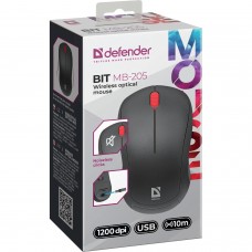 Мишка Defender Bit MB-205 бездротова 3 кн до 1200 dpi безшумна чорна (52205)