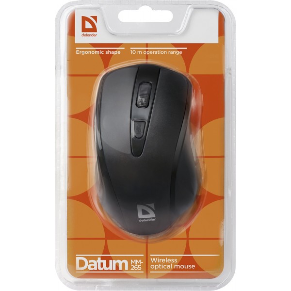 Мишка Defender Datum MM-265 бездротова 3 кн 1600 dpi чорна (52265)