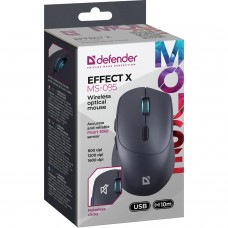Мишка Defender Effect X MS-095 бездротова 6 кн до 1600 dpi безшумна чорна (52095)