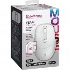 Мишка Defender Feam MM-296 бездротова 4кн до 1600 dpi безшумна біла (52297)