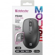 Мишка Defender Feam MM-296 бездротова 4кн до 1600 dpi безшумна чорна (52296)
