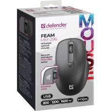 Мишка Defender Feam MM-296 бездротова 4кн до 1600 dpi безшумна чорна (52296)