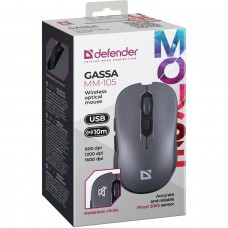 Мишка Defender Gassa MM-105 бездротова 6 кн 1600 dpi безшумна сіра (52104)