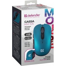 Мишка Defender Gassa MM-105 бездротова 6кн до 1600 dpi безшумна бірюзова (52102)