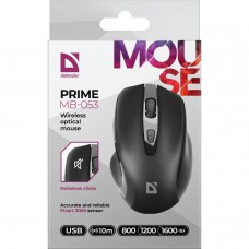 Мишка Defender Prime MB-053 бездротова 6 кн до 1600 dpi безшумна чорна (52053)