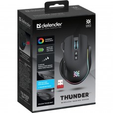 Мишка Defender Thunder GM-213 бездротова ігрова 8кн 1600 dpi 400 mAh чорна (52213)