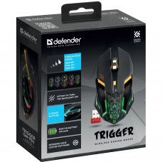 Мишка Defender Trigger GM-934 бездротова ігрова 6 кн 3200 dpi 350mAh LED чорна (52934)