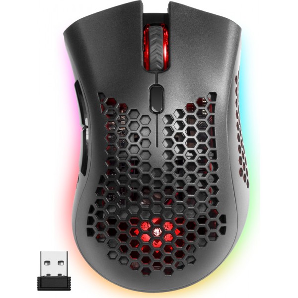 Мишка Defender Warlock GM-709L RGB ігрова бездротова 2400dpi 7кн чорна (52709)
