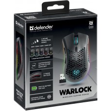 Мишка Defender Warlock GM-709L RGB ігрова бездротова 2400dpi 7кн чорна (52709)