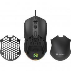 Мишка Sandberg FlexCover 6D Gamer Mouse RGB ігрова 12800 dpi 6кн Huano чорна (640-28)