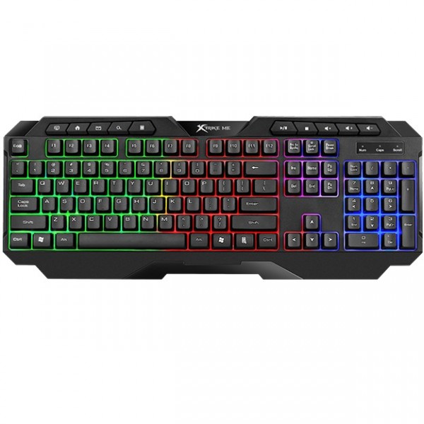 Клавіатура ігрова XTRIKE ME KB-306 UA 114 кл райдужна LED підсвітка USB чорна (KB-306UA)