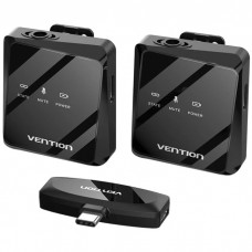 Бездротовий подвійний петличний мікрофон Vention USB-C 2-Pack Wireless Lavalier Black (NCBB0)