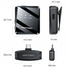 Бездротовий подвійний петличний мікрофон Vention USB-C 2-Pack Wireless Lavalier Black (NCBB0)