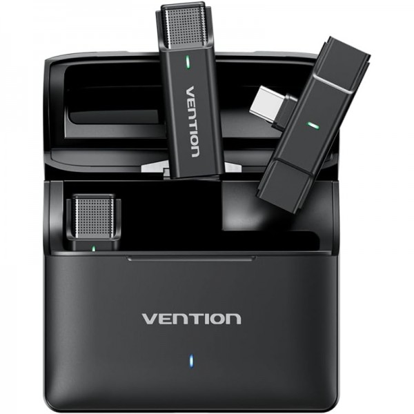 Бездротовий подвійний петличний мікрофон Vention USB-C 2-Pack Wireless Lavalier with Charging Case (NCAB0)