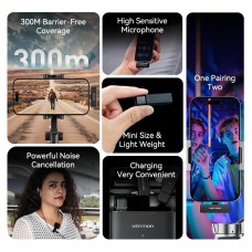 Бездротовий подвійний петличний мікрофон Vention USB-C 2-Pack Wireless Lavalier with Charging Case (NCAB0)