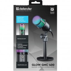 Ігровий стрім мікрофон Defender Glow GMC 400 USB RGB 1 3 м (64640)
