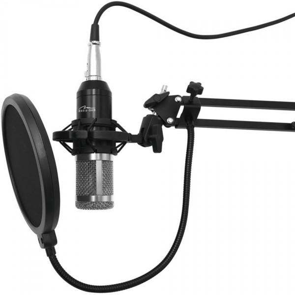 Ігровий стрім мікрофон Media-Tech Професійний набір XLR USB сріблястий (MT397S)