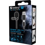 Мікрофон петличний Sandberg Streamer USB Clip USB-A/USB-C провідний кабель 3м Black (126-40) Мікрофон петличний Sandberg Streamer USB Clip USB-A/USB-C провідний кабель 3м Black (126-40)
