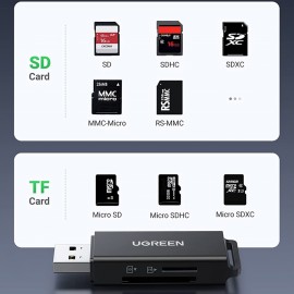 Card Reader USB 3.0 2-слота SD/TF CM104 Ugreen (40752) Card Reader USB 3.0 2-слота SD/TF CM104 Ugreen (40752)