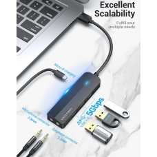 Док станція USB3.0 USBx3 3.0/2хTRS Audio/USB MicroUSB 10W 1.0 м. Vention (CHIBF)