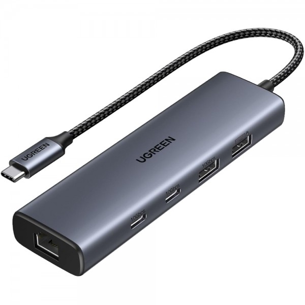 Док станція USB3.2 Type-C RJ45 (1000M)/USB-Ax1 3.2/USB-Ax1 2.0/2xUSB-C 3.2/ PD CM512 сірий (45320)