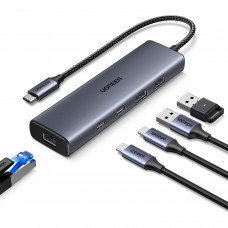 Док станція USB3.2 Type-C RJ45 (1000M)/USB-Ax1 3.2/USB-Ax1 2.0/2xUSB-C 3.2/ PD CM512 сірий (45320)