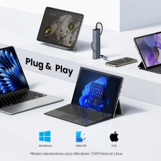 Док станція USB3.2 Type-C RJ45 (1000M)/USB-Ax1 3.2/USB-Ax1 2.0/2xUSB-C 3.2/ PD CM512 сірий (45320)