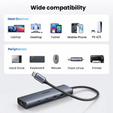 Док станція USB3.2 Type-C RJ45 (1000M)/USB-Ax1 3.2/USB-Ax1 2.0/2xUSB-C 3.2/ PD CM512 сірий (45320)