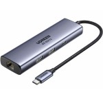 Док-станція USB3.0 Type-C DP4K60Hz/RJ45/USB-Ax2 3.0/ 1xUSB-C 3.0/ PD 100W CM512 сіра Ugreen (75643)