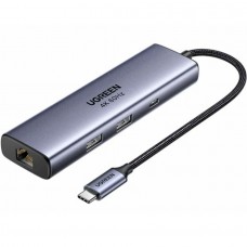 Док-станція USB3.0 Type-C DP4K60Hz/RJ45/USB-Ax2 3.0/ 1xUSB-C 3.0/ PD 100W CM512 сіра Ugreen (75643)