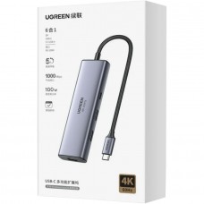 Док-станція USB3.0 Type-C DP4K60Hz/RJ45/USB-Ax2 3.0/ 1xUSB-C 3.0/ PD 100W CM512 сіра Ugreen (75643)