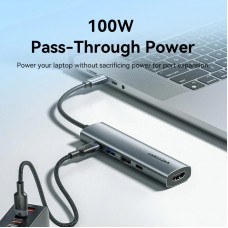 Док-станція USB3.0 Type-C HDMI 4K30Hz /USB 3.0/USB 2.0/Type-C 2.0/ PD 100W Hub 5-in-1 Vention (TGLHB)