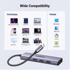 Док-станція USB3.0 Type-C HDMI 4K30Hz/3xUSB-А 3.0/Type-C/PD 100W 5-in-1 CM511 Ugreen (15596)
